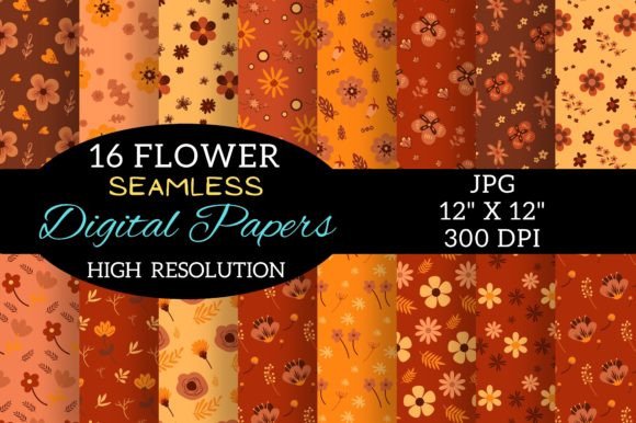 Boho Terracotta Flowers Digital Paper
