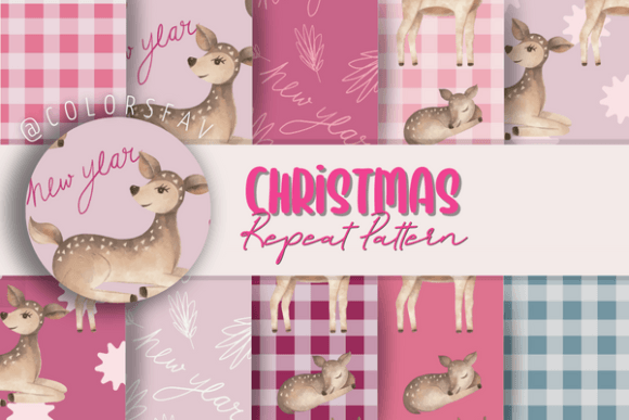 Christmas Pattern Digital Paper Pink