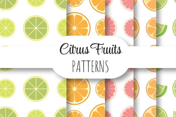 Citrus Fruits Seamless Vector Patterns