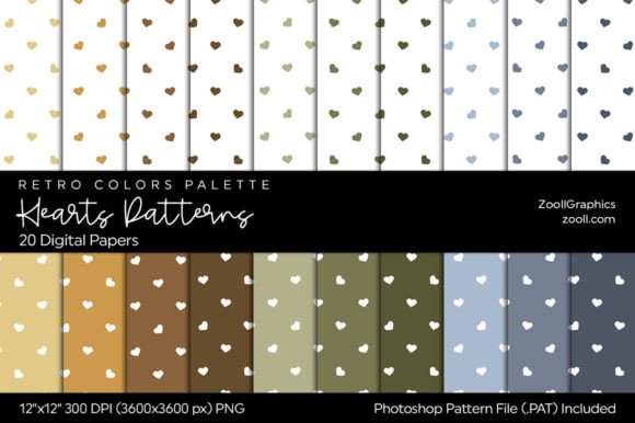 Hearts Retro Digital Papers