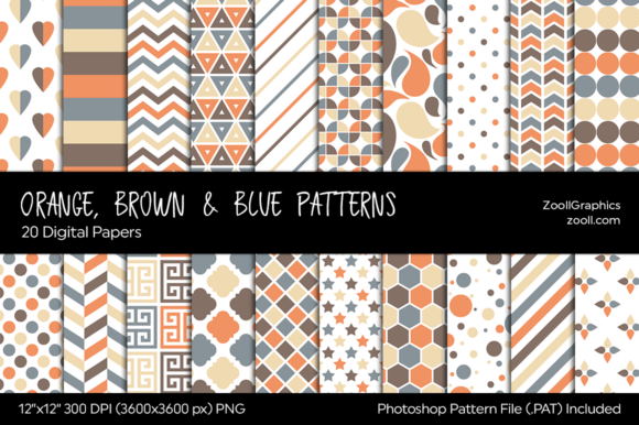 Orange, Brown Blue Digital Papers: A Versatile Design Resource for Creative Professionals and Crafters