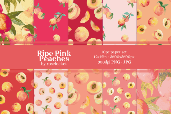 Pink Peaches Printable Paper Pattern Set