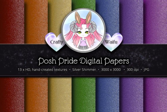 Posh Pride Digital Papers: Elevate Your Pride Designs with Silver Shimmer & Seamless Craftsmanship