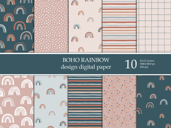 Rainbow Scrapbook Paper: 10 Seamless Boho Patterns for Real Creative Work
