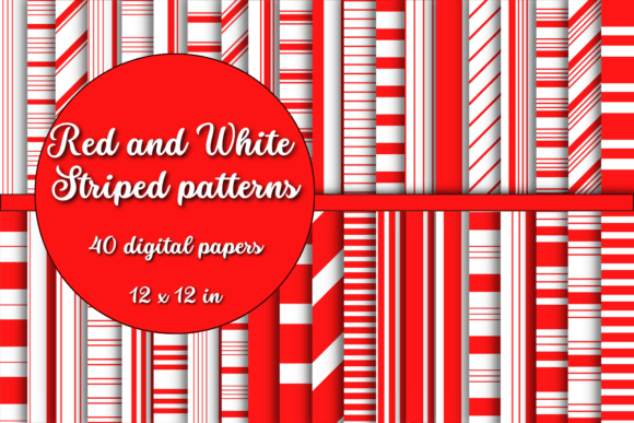 Red and White Striped Digital Papers