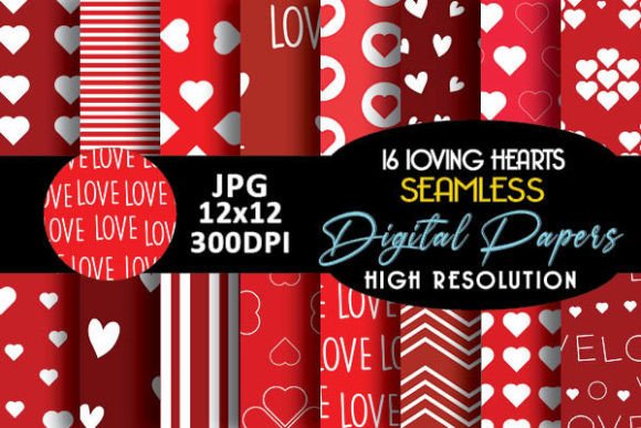 Red Loving Hearts Pattern Digital Paper