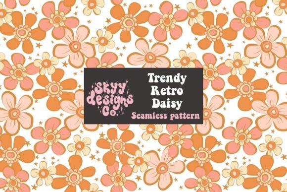 Trendy Retro Daisies Seamless Pattern