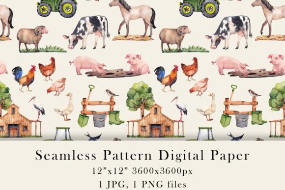 Watercolor Farm Animals Seamless Pattern: A Versatile Digital Asset for Creative Professionals and Small Businesses